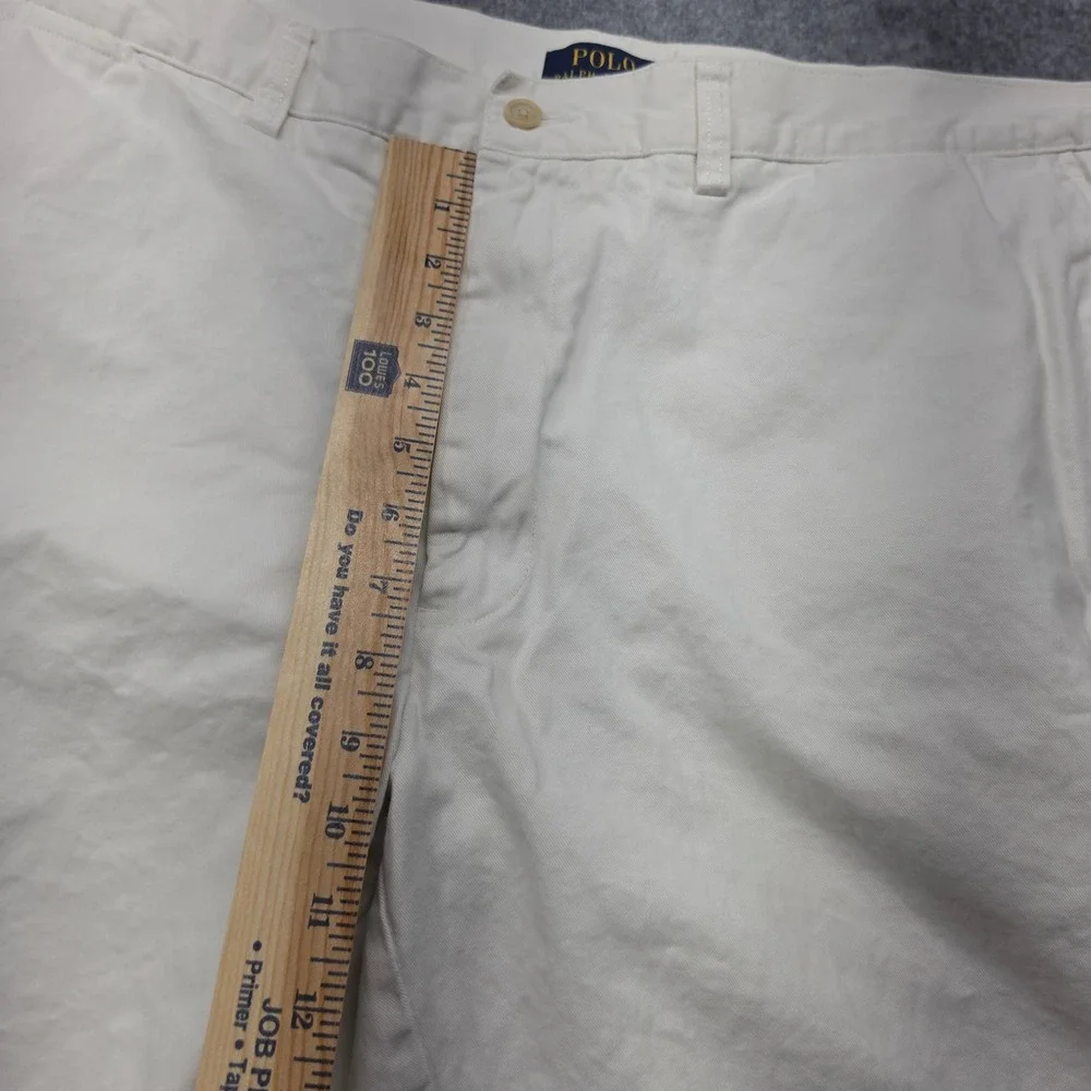 Polo Ralph Lauren Mens Chino Shorts 42 Off White Cream Cotton Twill Flat Front